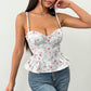 Women's Floral-print Asymmetrical Ruffled Top