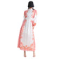 Robe trapèze d'été à col rond et manches longues, taille élastique et simple boutonnage pour femme