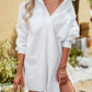 European And American Shirt Summer Temperament Commute Solid Color Long Sleeve