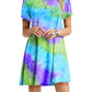 Slim-fit Dazzling Rainbow Tie-dye Printed Dress