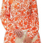 Elegant V-neck Flower Lace-up Long Sleeve Dress