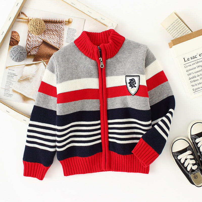 Pull polaire en coton pour enfant, cardigan en tricot, pur coton