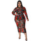 Round-neck Stretchy See-through Sheath Dress With A Printed Design
