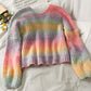 Gradient Three Button Loose And Thin Short Knitted Jacket