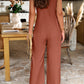 Combinaison sans manches tendance avec boutons, pantalon large et décontracté pour femme