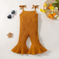 Pantalon d'été une pièce à pattes d'éléphant en coton à rayures unies pour filles