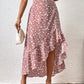Ruffled Printed Irregular Swing Skirt