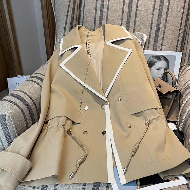 New Style Large Lapel Short Windbreaker Coat