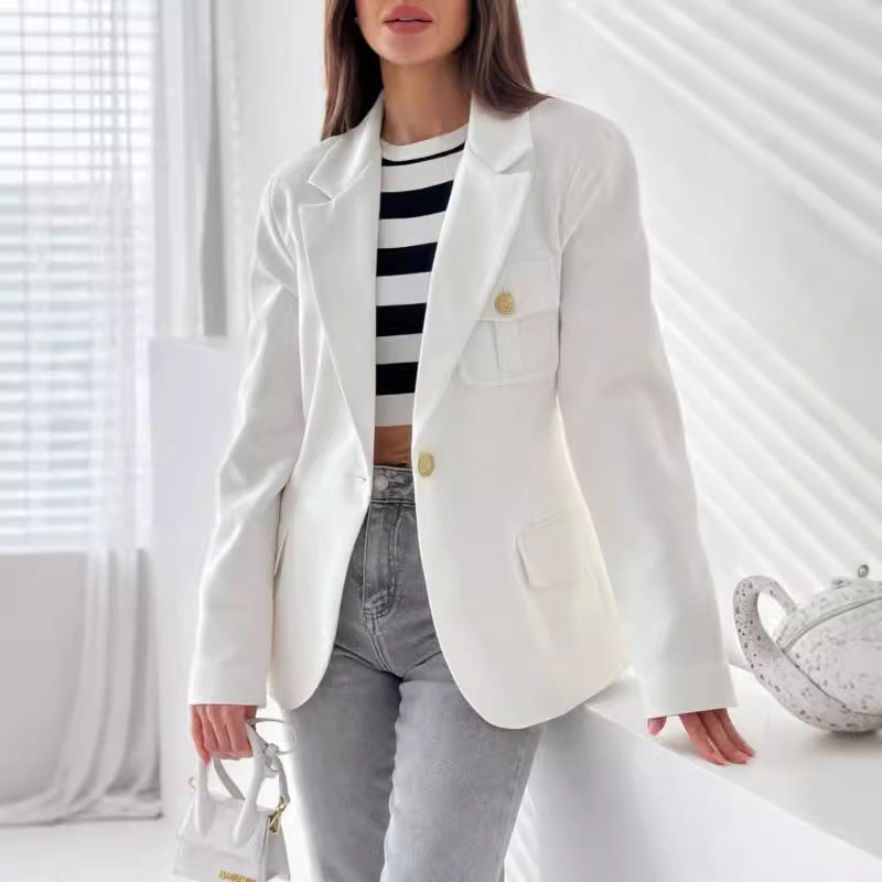 Petit manteau croisé uni pour femme