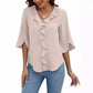 Lady Literature Leisure Commute All-matching Loose All-matching V-neck Flounce Shirt