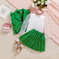 Polka Dot Mesh Sleeve Top Pleated Skirt Sweet Temperament
