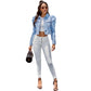 Women's Fashion Lapel Denim Casual Short Jacket