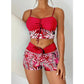 Women's Split High Waist Boxer Lace Printing Swimsuit
