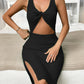 Button Off-shoulder Women's Slim-fit Sheath Dress