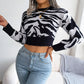 Long Sleeves Cropped Knitted Sweater For Women