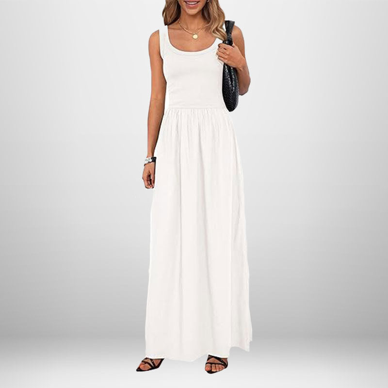 European And American Elegant Temperament Pure Color Sleeveless Slimming And Fashionable Sling Dress