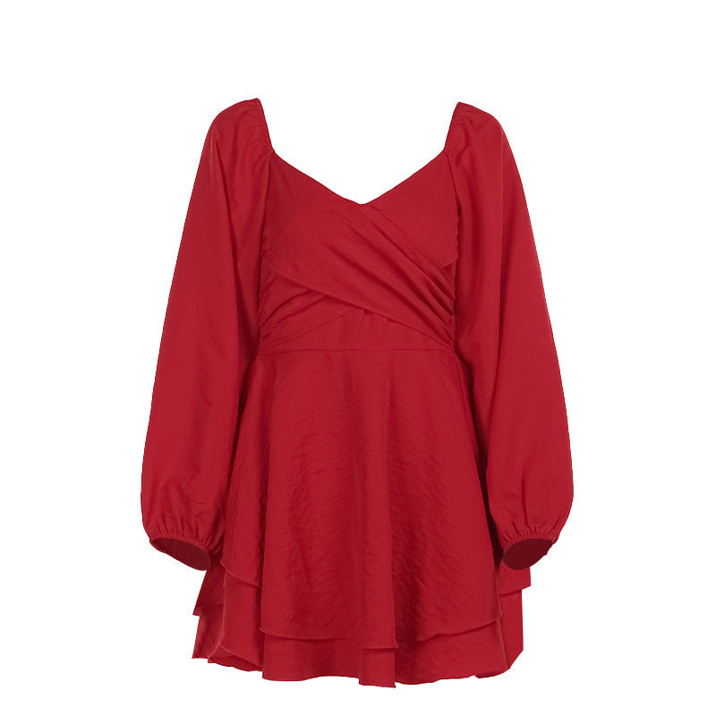 Robe amincissante à manches longues, style décontracté, style swing quotidien