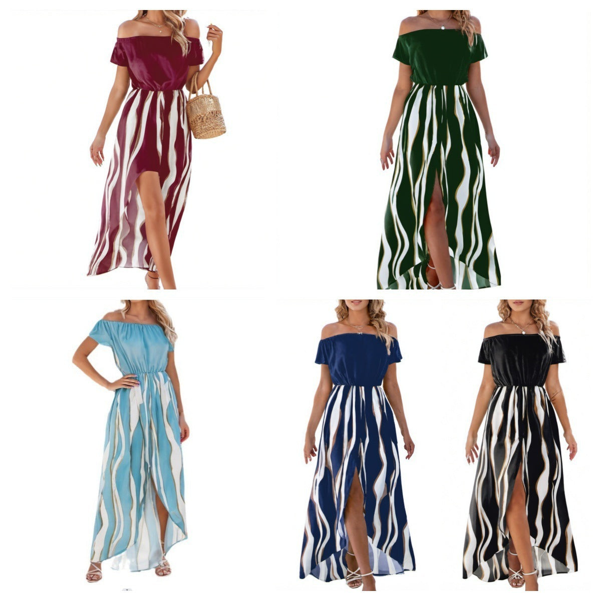Robe short à manches courtes et épaules dénudées à motif zèbre