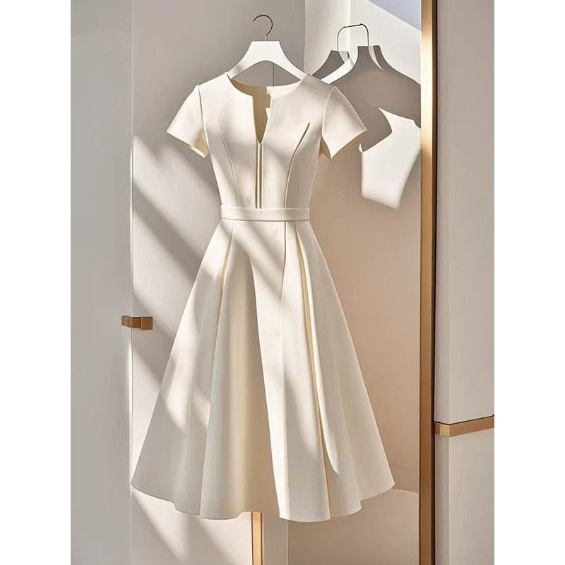 Women's French-style High-grade Round Neck Short-sleeved Dress