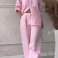 Ensemble deux pièces à lacets et pantalon large pour femme