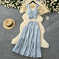 Suspender Top High Waist Crimp Skirt Two-piece Suit