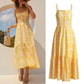 Robe en dentelle creuse brodée à volants et bretelles spaghetti pour femme