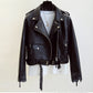 Slim Slimming Snake Print Biker Jacket Brown Jacket