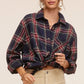 Women's Fashion Polo Collar Pocket Single-breasted Plaid Shirt