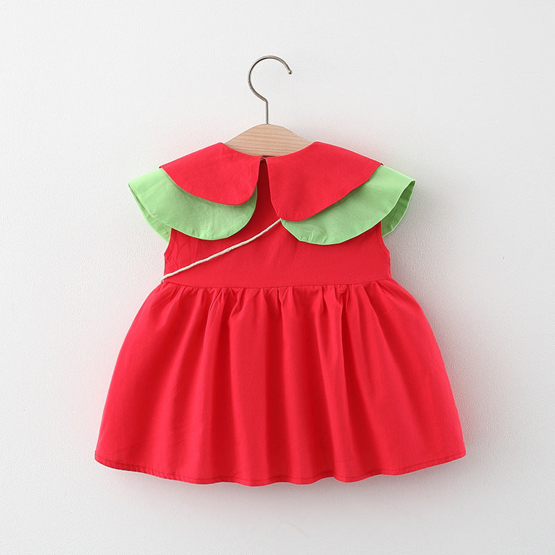 Robe à revers double épaisseur sans manches pour fille