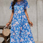 Robe élégante à volants multicouches et à grandes fleurs pour femme
