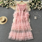 French Style High-grade Ruffled Mesh Cake Dress