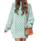 Women's Round Neck Long Sleeve Twisted Knitted Mid-length Dress Sweater