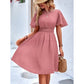 Womens Elegant Ruffle-Trimmed Dress With A Deep V-Neck