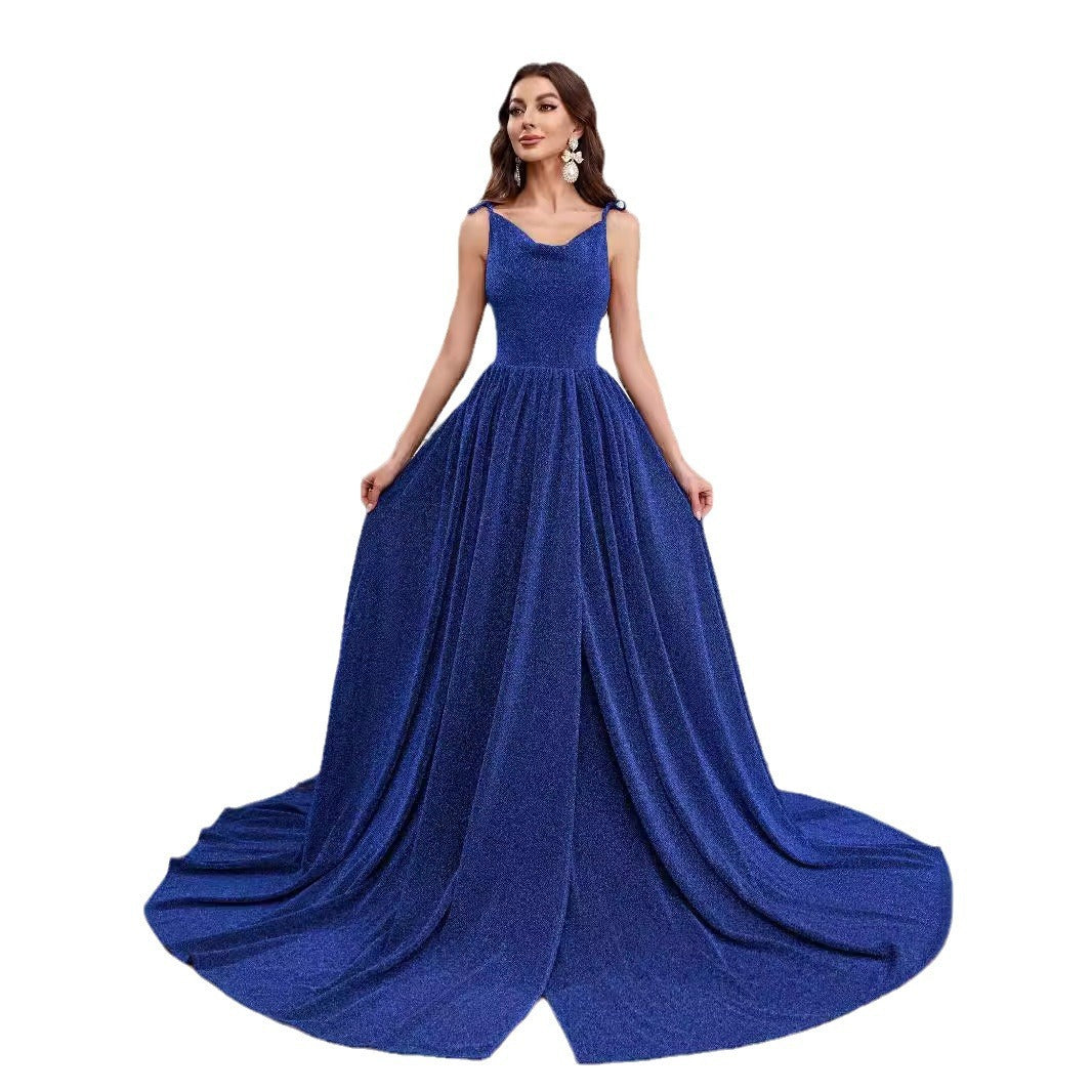 Tube Top Sequins Split Expansion Skirt Dress