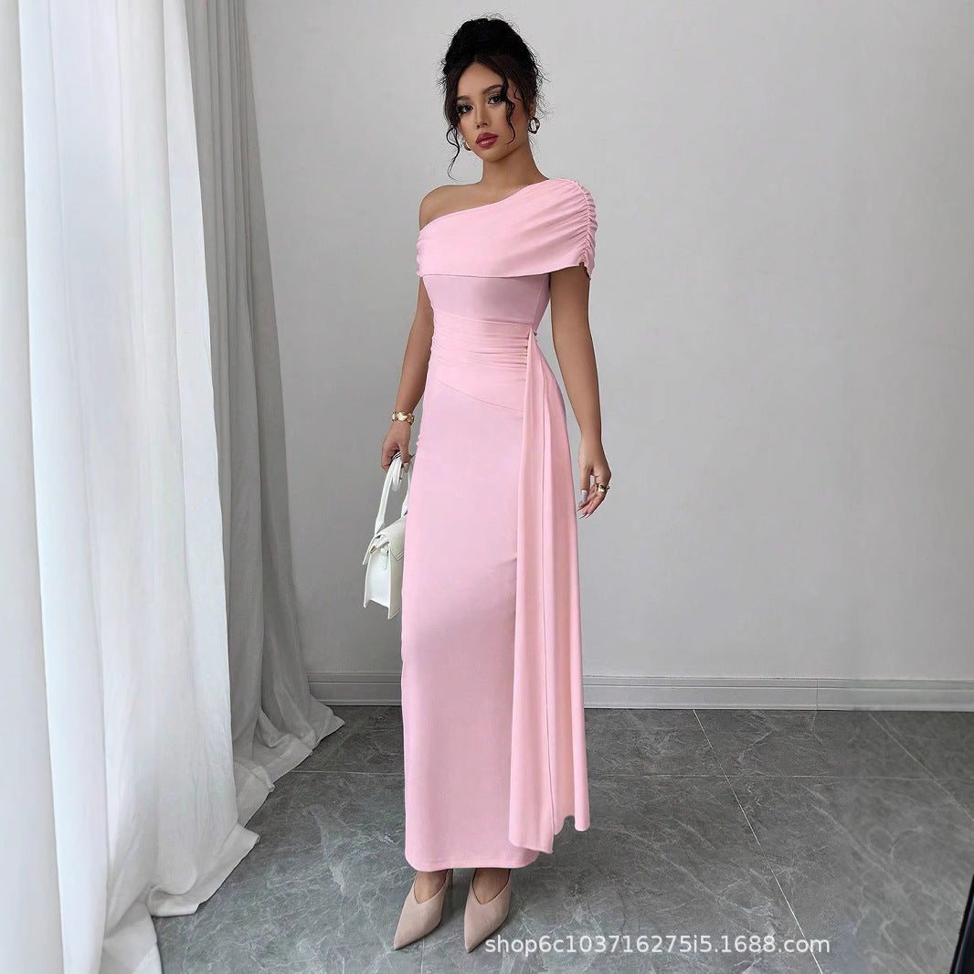 Strapless Solid Color Sleeveless Sheath Dress