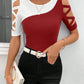 Color Matching Cross Off-the-shoulder Slim Top For Women