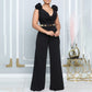 New Fashion V-neck Solid Color Turtleneck Sleeveless Fitted Waist Jumpsuit