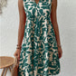 Robe bohème d'été à imprimé plissé et col en V, sans manches, pour femme