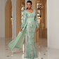 Robe de soirée sexy à manches longues et col en V avec paillettes