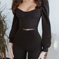 Casual Palace Style Bishop Sleeves Top Bell-bottom Pants Suit
