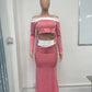 Women's Two-piece Suit With Exposed Navel And Contrast Color Coat Skirt