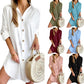 Robe chemise boutonnée à manches longues et revers pour femme, vêtement d'automne décontracté