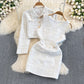 Elegant Tweed Two-piece Set With Long Sleeves