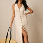 Fashionable Solid-Colored Multi-Button Sleeveless Long All-Match Dress