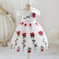 Girls Fashion Rose Embroidered Tulle Skirt