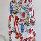 Ladies Fashion Belt Shirt Print Dress