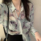 Ink Smudge Design Print Shirt Loose And Thin See-through Long-sleeved Sun Protection Jacket