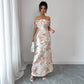 Women's Off-Shoulder Waist-Floral Mesh Dress