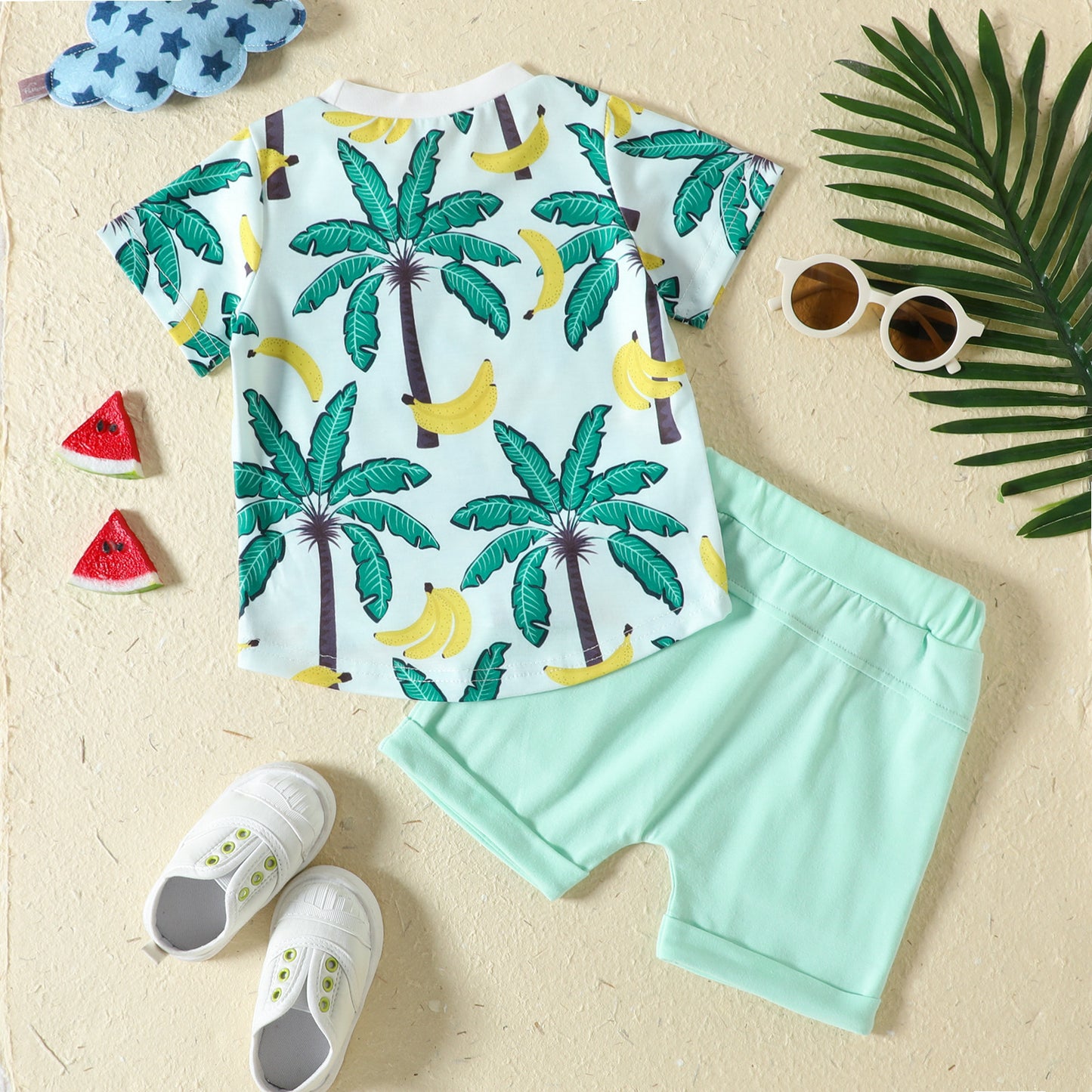 Ensemble t-shirt et short imprimé forêt tropicale style sport