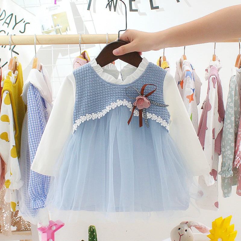 Jupe princesse en gaze imitation deux pièces pour bébé fille, nouvelle collection automne